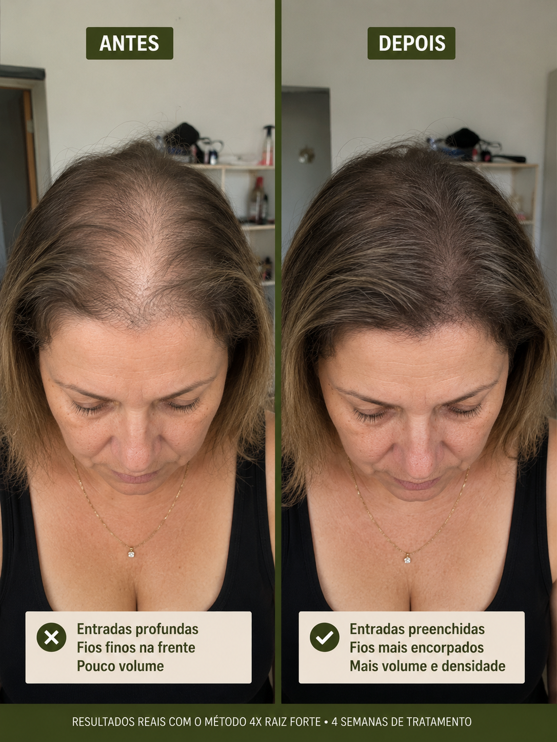 Antes e depois mulher branca